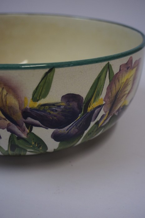 Wemyss Iris Pattern Bowl, Stamped Wemyss to underside, 11cm high, 24cm diameterCondition reportSmall - Image 2 of 4