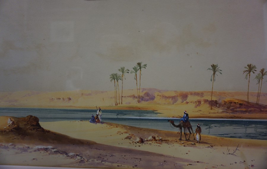 A Mixed Lot of Watercolours, to include a signed "Dessert" scene watercolour by J.Stokes,