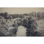 George Houston RSA RSW (Scottish 1869-1947) "Brig o Doon" Etching, signed lower right, 17.5cm x