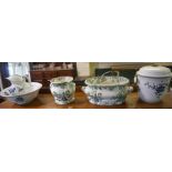 Three Pieces of Pottery Toilet Wares by Leighton, Comprising of ewer, basin and slop pail, also with