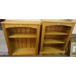 Two Near Matching Modern Pine Open Bookcases, Largest 106cm high, 96cm wide, 36cm deep, (2)