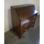 Mahogany Inlaid Writing Bureau, circa 19th century, Having a fall front enclosing fitted drawers and