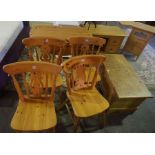 Modern Pine Drop Leaf Table with Four Chairs, Table 72cm high, 91cm wide, also with a modern pine