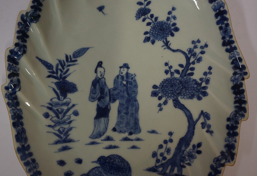 Chinese Blue and White Pottery Serving Dish, (Qing Dynasty) Decorated with panels of figures, - Image 7 of 16