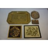 A Mixed Lot of Oriental Collectables, to include a Chinese style brass serving tray, 53cm
