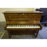 Upright Walnut Piano by B Squire & Son London, 110cm high, 56cm wide