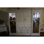 Victorian Painted Princess Wardrobe, Having a moulded cornice above two cupboard doors, and two