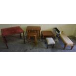 A Mixed Lot of Occasional Furniture, to include a Victorian oak footstool, nest of tables, fender