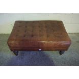 Modern Brown Leather Footstool, 36cm high, 84cm wide