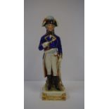 Sitzendorf Porcelain Figure of General Kellermann, Raised on a fixed gilded plinth, stamped and