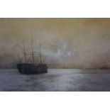 William Minshall Birchall (British 1884-1941) "The Mersey Training Ships" Watercolour, signed and