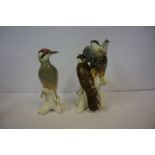 Continental Porcelain Bird of Prey Figure Group by Carl Ens, Modelled as two birds perched on a