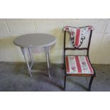 Regency Style Parlour Chair, 75cm high, also with a grey painted occasional table, (2)