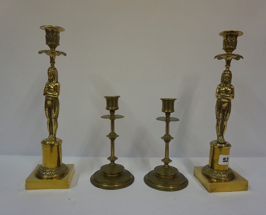 A Mixed Lot of Brass Wares, to include pairs of candlesticks, desk stand, fire irons etc, (13) - Image 3 of 3