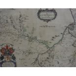 After Johannes Blaue, Antique Hand Coloured Map of the Scottish Borders, 38.5cm x 50cm, framed