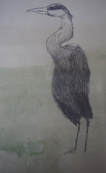 Mary Newcomb (Born 1972) "The Heron" Watercolour and Pencil, 26cm x 14cm, initialled MN to lower - Image 12 of 19