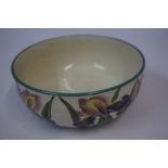 Wemyss Iris Pattern Bowl, Stamped Wemyss to underside, 11cm high, 24cm diameterCondition reportSmall