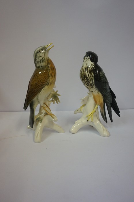 Two Continental Porcelain Figures of Birds by Carl Ens, Both perched on a branch, stamped to - Image 3 of 5