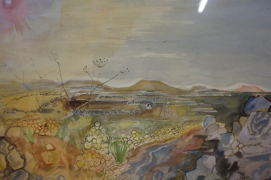 Michael Chase "Evening Light Above Sannat" Watercolour, signed lower right, 51cm x 66cm, titled