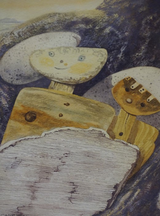 Gillies Campbell (Contemporary) "Rock Bed" Watercolour and Gouache, signed in pencil to lower