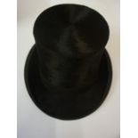 Vintage Black Top Hat, Having label for Leonards, London, Newcastle and Liverpool. with original
