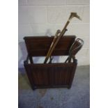 Oak Umbrella / Stick Stand, also with some walking sticks and a shooting stick, (a lot)