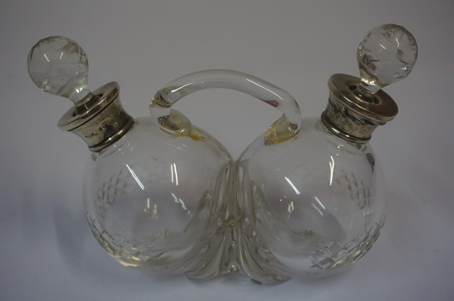 Mixed Lot of Silver Mounted Toilet and Cruet Bottles, to include a glass cruet bottle, also with a - Image 3 of 3