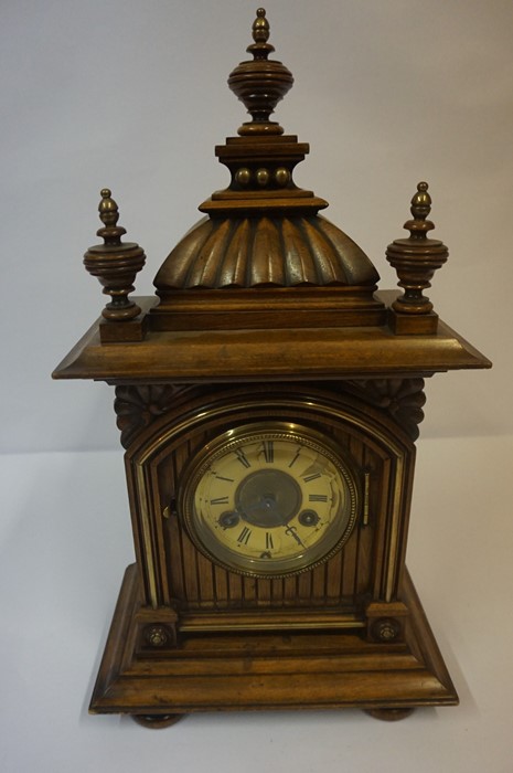 Late Victorian Twin Train Mantel Clock, the movement stamped Junghans,