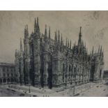 "Milan Cathedral" Signed Etching, signed indistinctly in pencil to lower right, 23cm x 29.5cm,