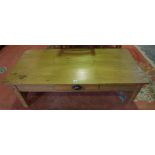 Antique Pine Farmhouse Table, Having a drawer to the front,