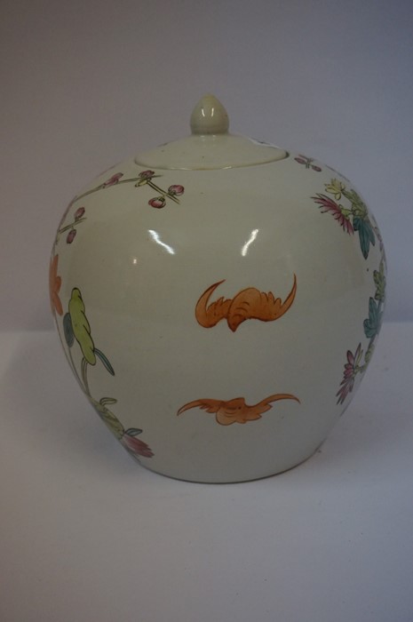 Chinese Famille Rose Oviform Vase with Cover, Decorated with allover panels of birds, roses and - Image 3 of 5