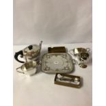 Mixed Lot of Silver Plated Wares, to include a tray and three piece tea set etc