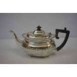 Silver Teapot, Hallmarks for Birmingham, Monogrammed, Having gadrooned decoration, raised on four