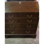 Mahogany Writing Bureau, circa 19th century, Having a fall front above four drawers,