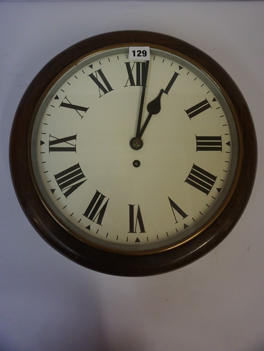 Railway Circular Wall Clock, circa early 20th century, Having a fusee movement, with pendulum and - Image 2 of 4