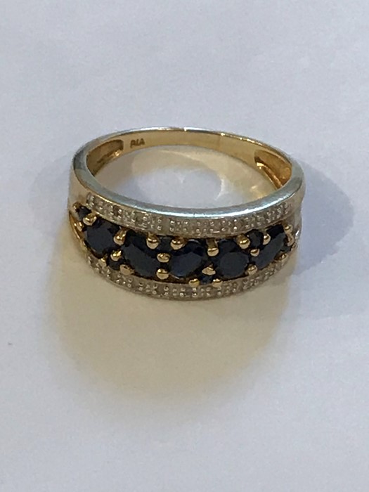 Gold Sapphire and Diamond Half Hoop Dress Ring, size P - Image 3 of 4