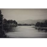 Johnstone Baird (Scottish) "Scottish Loch" Etching, signed lower right