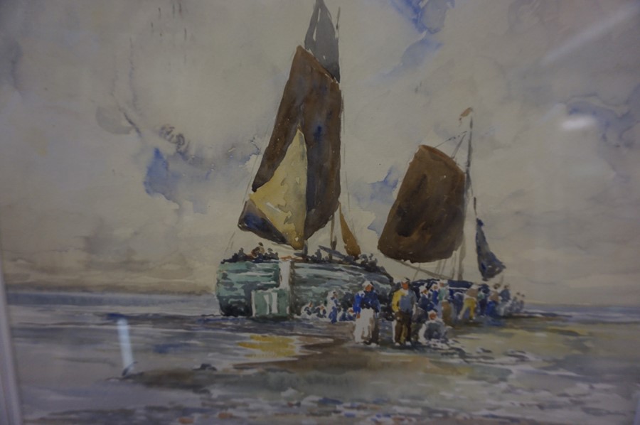 Robert McGowan Coventry A.R.S.A R.S.W (Scottish 1855-1914) "Unloading the Catch" Watercolour