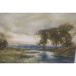 John Hamilton Glass SSA (Scottish 1820-1885) "River Scene with Trees and Hills to Landscape"