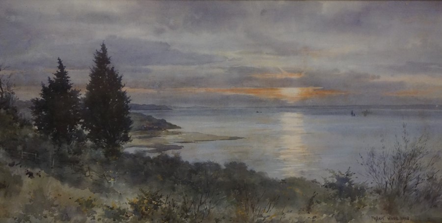 Frank Watson Wood (Scottish 1862-1953) "Sunset on the Berwickshire Coast near Gullane"