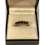 9ct Gold and Garnet Five Stone Dress Ring, size P