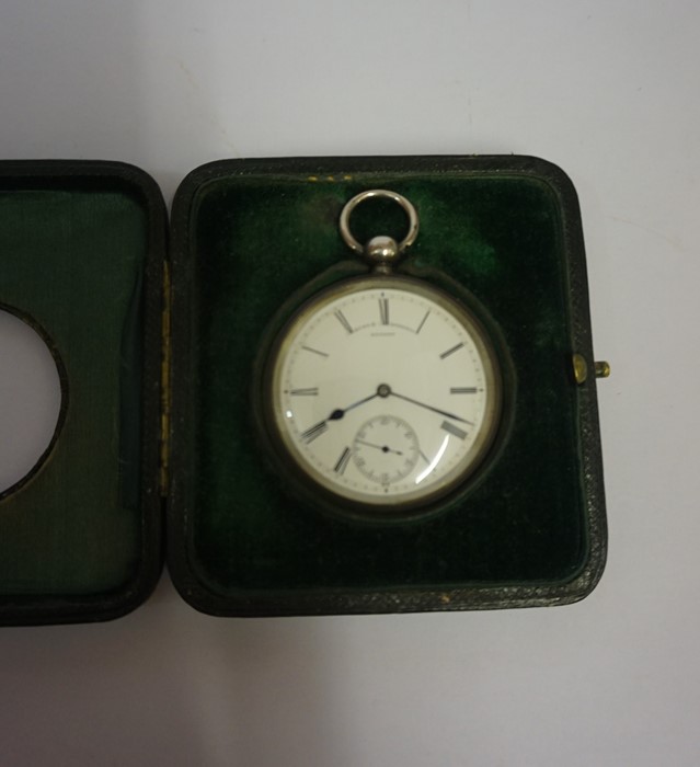 Victorian Silver Pocket Watch, Hallmarks for Hunt & Roskell, London 1882-83, Enclosed in a tooled