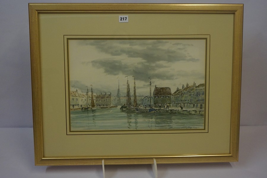 John Hamilton Glass SSA (Scottish 1820-1885) "Scottish Harbour" Watercolour, signed with letters SSA - Image 2 of 3