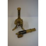 Brass Telescope on stand, stamped J Swift & Son to stand,