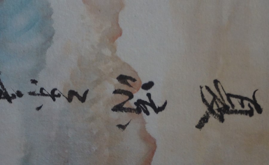 Two Chinese Scroll Watercolours, signed, also with a Chinese picture on rice paper, signed, (3) - Image 12 of 18