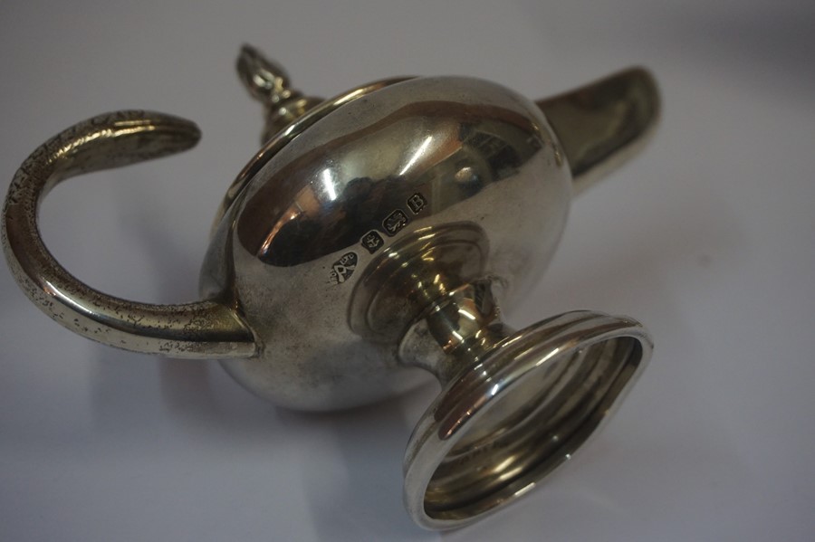 Silver Table Lighter, in the form of a Roman lamp, 5.29 oz, also with a small silver cruisie lamp, - Image 2 of 4