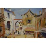 George Hann (British 1900-1979) "Southern France Street Scene" Oil on Canvas, signed, 50cm x 60cm