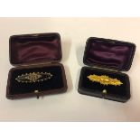 15ct Gold Ladies Bar Brooch, circa late 19th century, boxed, also with an unmarked gold bar