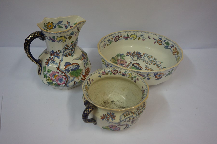 Masons Pottery Three Piece Toilet Set, Comprising of jug, bowl and chamber pot, (3)