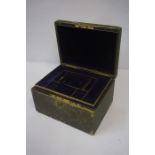 Gilt and Leather Tooled Jewellery Box, circa late 19th century, Enclosing three trays